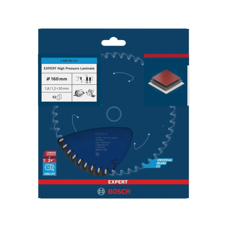 Pilový kotouč Bosch Expert High Pressure Laminate 160x1,8/1,2 mm, 52 zubů 2608902221 - 2 Pilový kotouč Bosch Expert High Pressure Laminate 160x1,8/1,2 mm, 52 zubů 2608902221 - 2