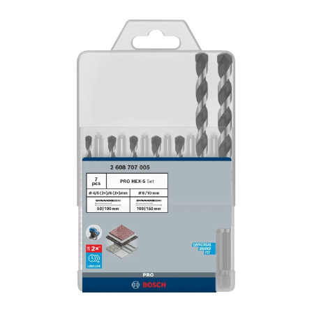 Sada vrtáků Bosch PRO HEX-5 7ks 2608707005 - 2