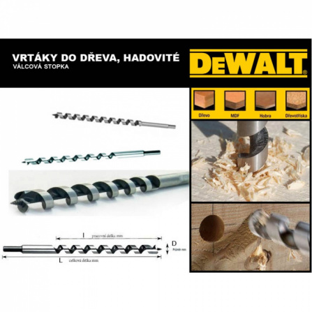 Vrták do dřeva hadovitý Dewalt 18x300x380 mm