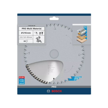 Pilový kotouč Bosch Multi Material 216 x 30 x 2,5 mm 80 zubů 2608640447 - 2