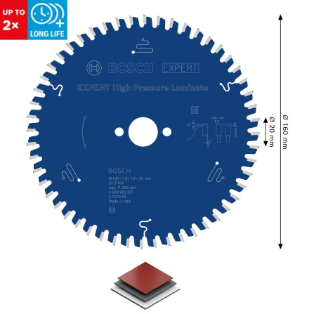 Pilový kotouč Bosch Expert High Pressure Laminate 160x1,8/1,2 mm, 52 zubů 2608902221 - 4 Pilový kotouč Bosch Expert High Pressure Laminate 160x1,8/1,2 mm, 52 zubů 2608902221 - 4