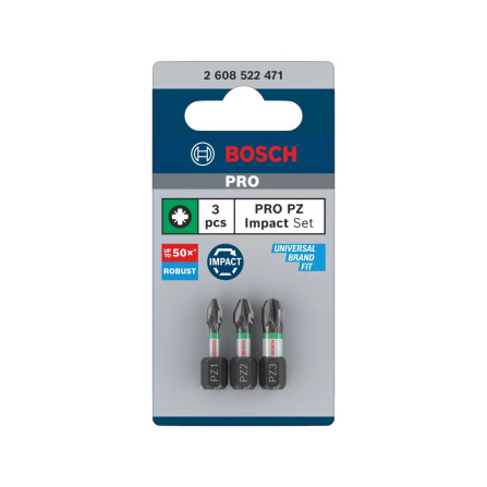 Sada oboustranných křížových bitů PZ Bosch PRO Impact 3 ks 25 mm 2608522471 - 2