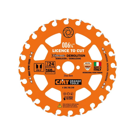 Kotouč pilový pro demoliční práce CMT XTreme D160x2,3 d20 Z24 HW