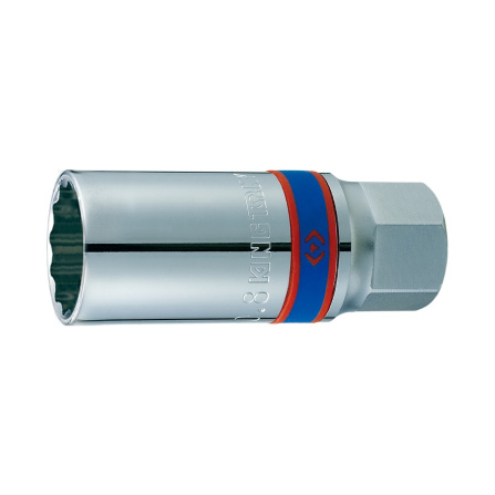Hlavice nástrčná s gumovou objímkou na zapalovací svíčky King Tony 1/2 CrV 12 hran, 21mm 463021R