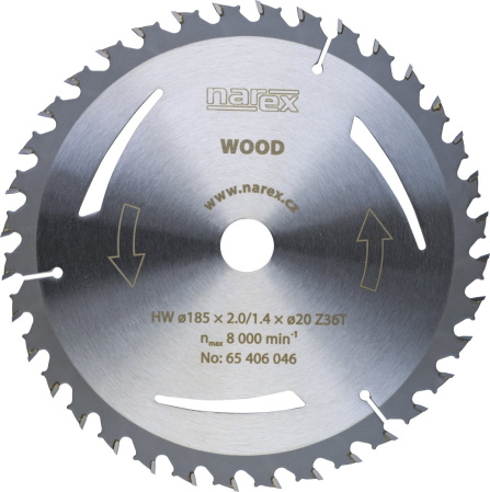 Pilový kotouč Narex Wood 185×2,0/1,4×20 Z36T 65406046